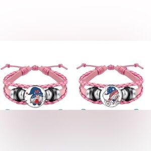 CUSTOM Handmade Leather Bracelet with Aluminum adjusted Bracelet beads Pink